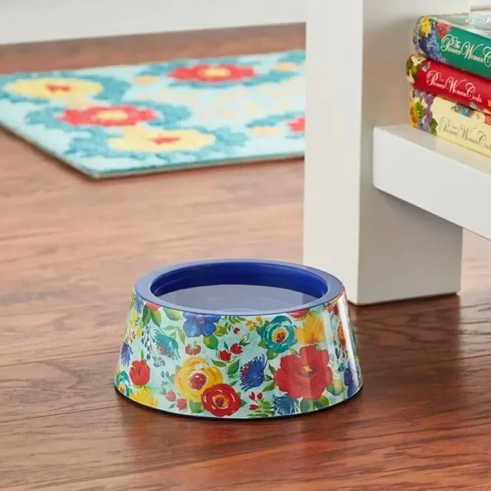 Pioneer Woman Pet Bowl Delaney Floral Blue Medium 22oz Melamine Dog Cat Dish New